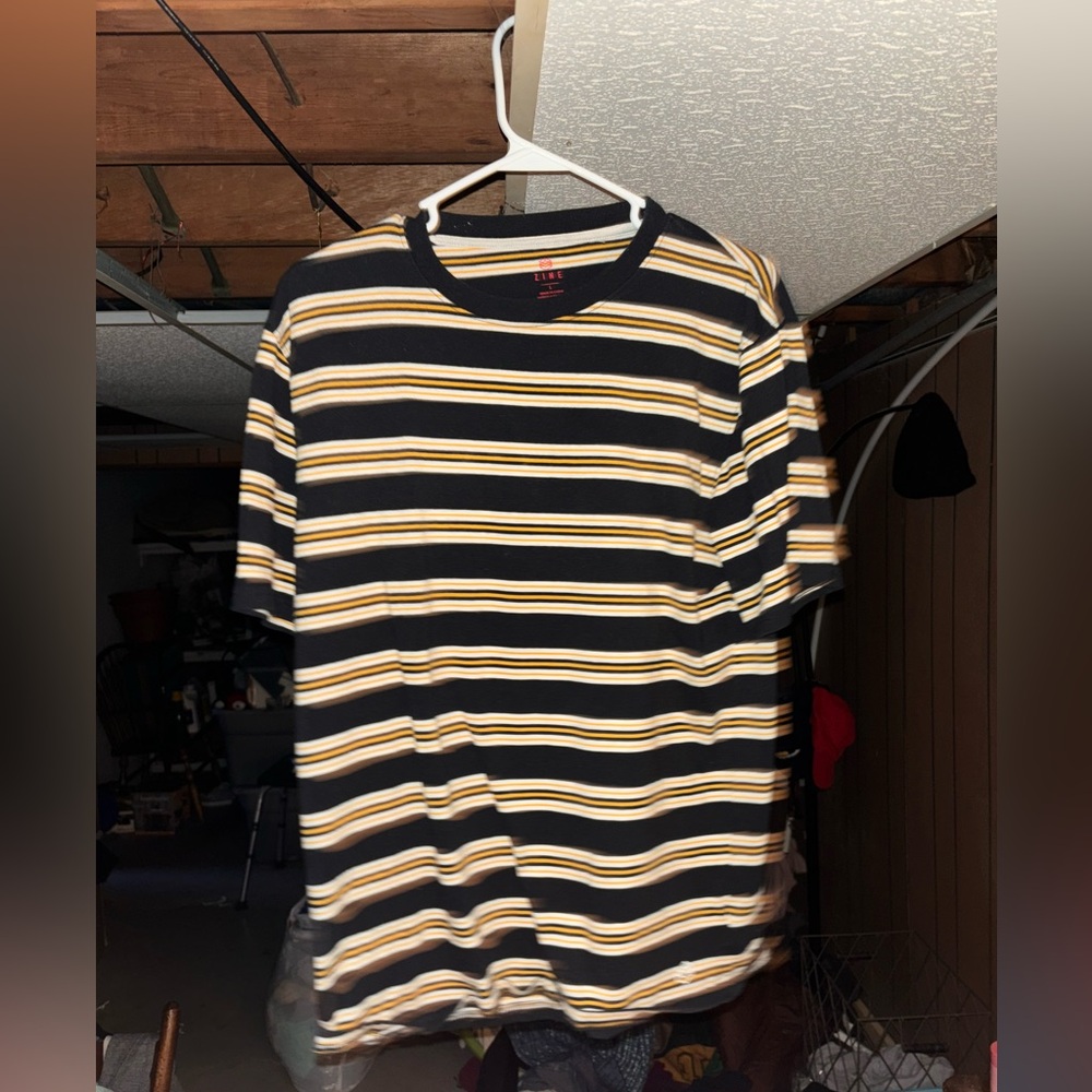 Striped yellow shirt don’t wear much or at all good fit for a retro look!